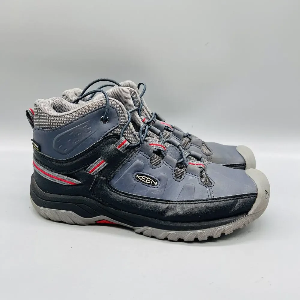 Keen Boots Youth 6 Blue Leather KEENDRY Waterproof Ankle Snow Hiking Shoes